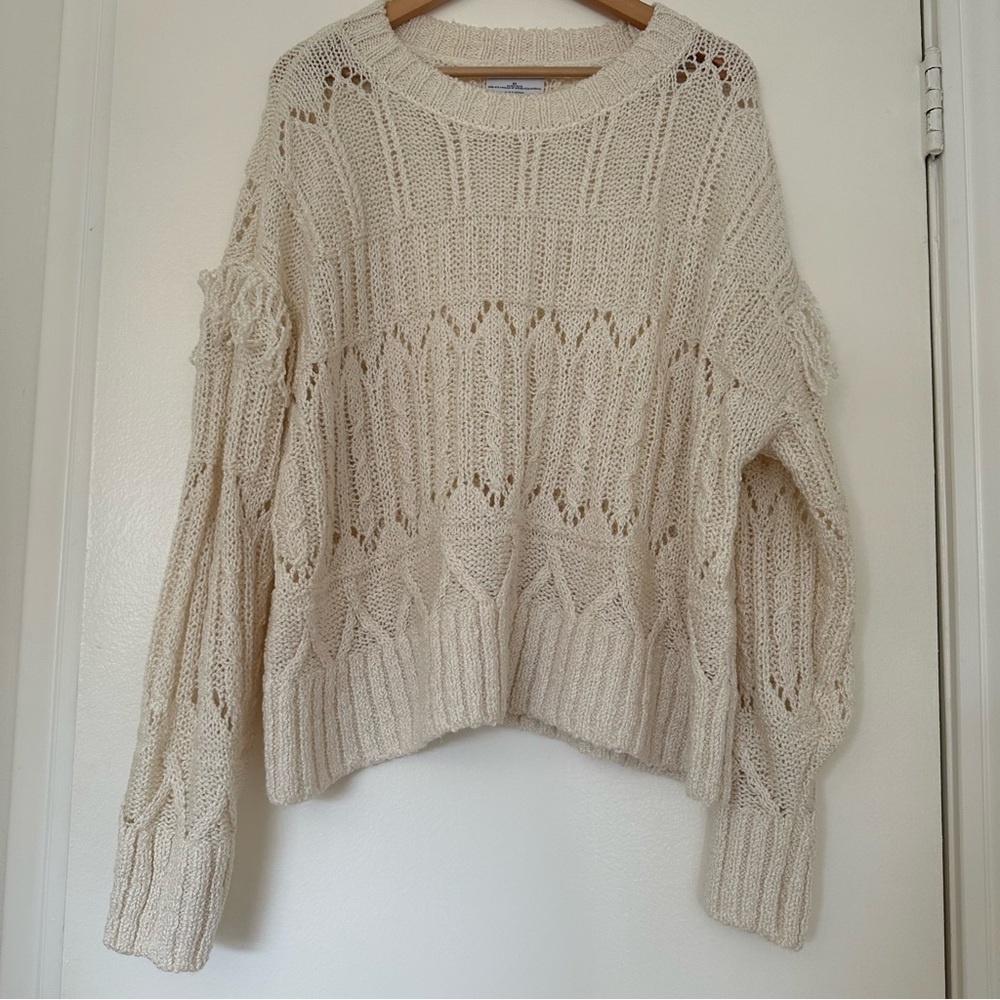 Old Navy Cream Textured Knit Sweater